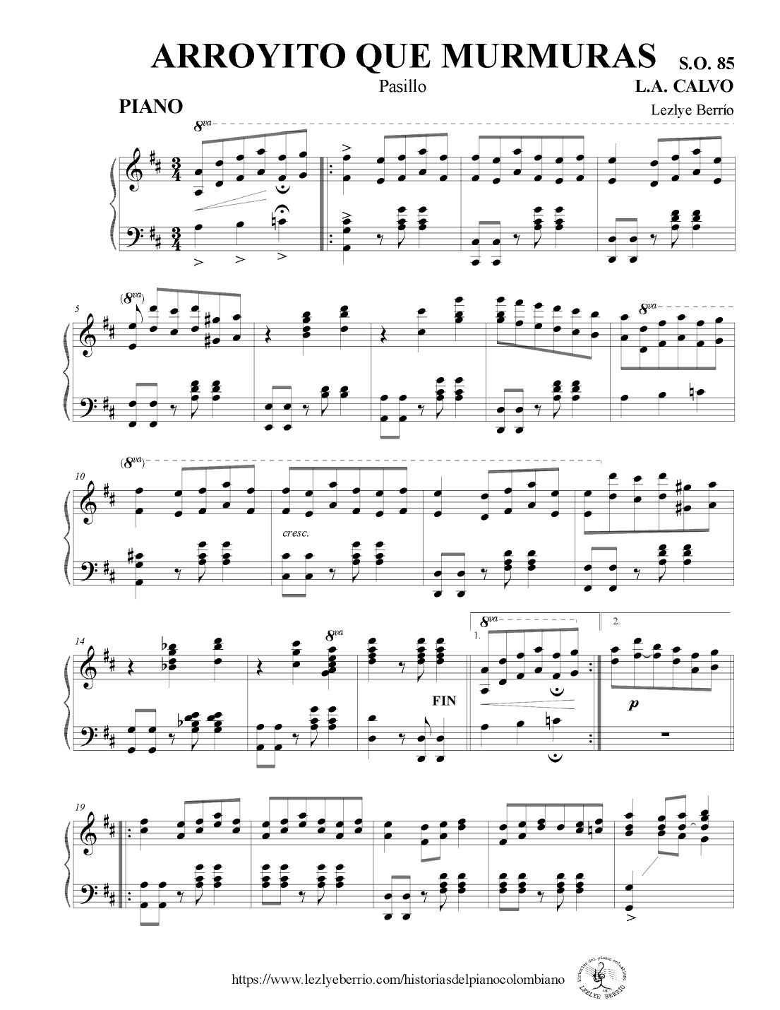 Arroyito que Murmuras (arr. Lezlye Berrío)