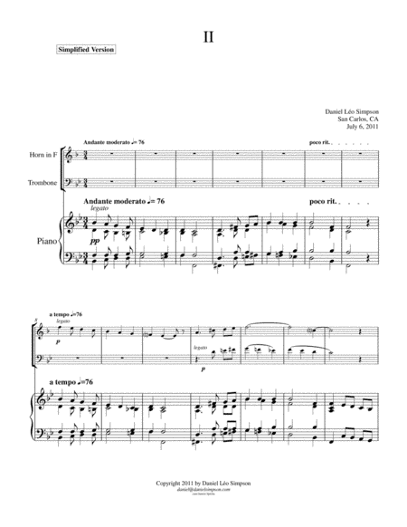 Trio for Horn, Trombone and Piano (2nd mov. simplified)