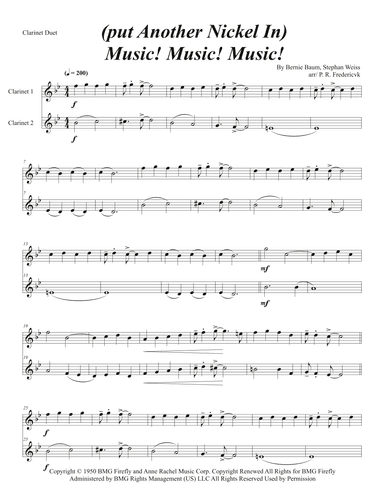 (put Another Nickel In) Music! Music! Music! (arr. P. R. Frederick)