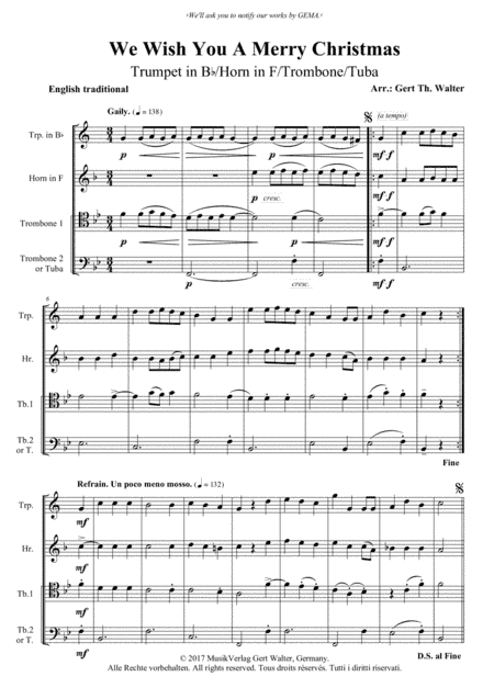 We Wish You A Merry Christmas (arr. Gert Th. Walter)