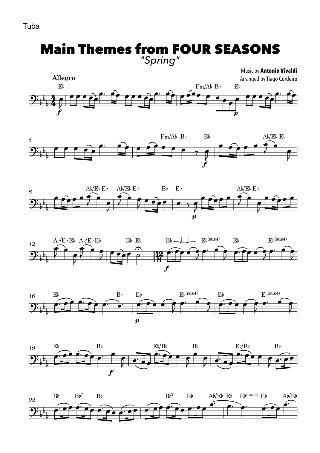 Main Themes from Four Seasons “Spring” (arr. Tiago Cordeiro)