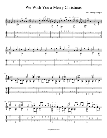 We Wish You a Merry Christmas(TAB) (arr. Aking Mongza)