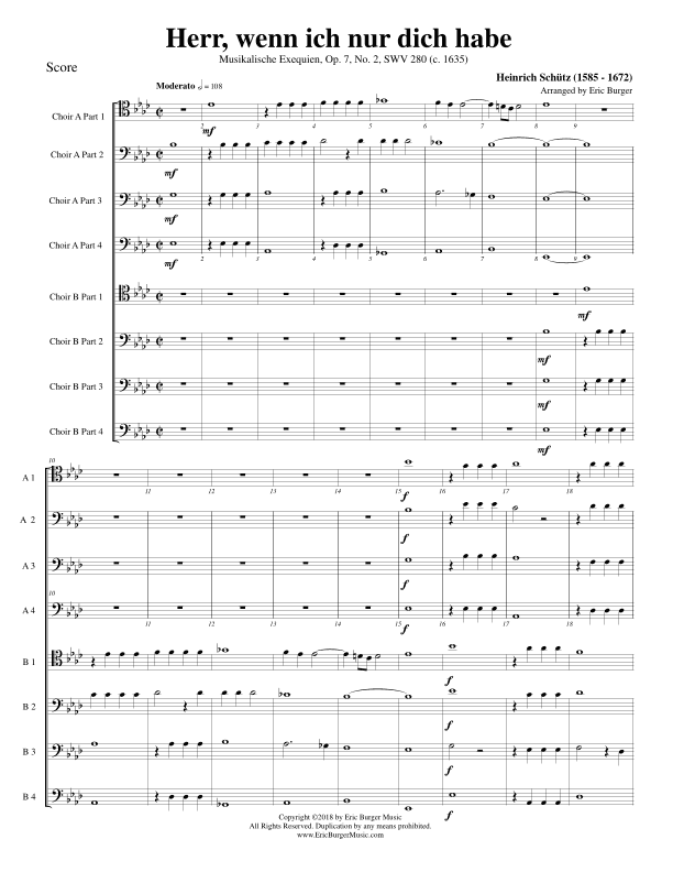 Herr, wenn ich nur dich habe for Trombone or Low Brass Octet (arr. Eric Burger Music)