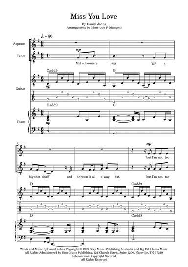 Miss You Love (arr. Henrique F Mangoni)