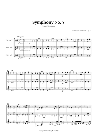 2nd Movement of Symphony No. 7 by Beethoven for French Horn Trio (arr. Ander)