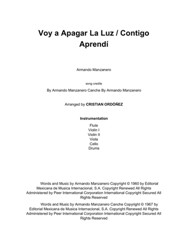 Voy A Apagar La Luz (arr. Cristian Ordoñez)