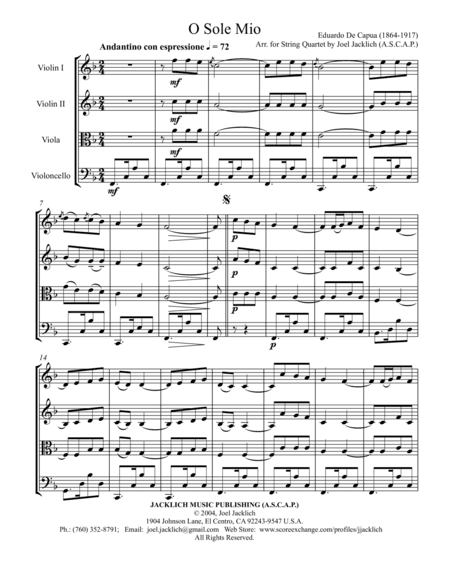 O Sole Mio (arr. Joel Jacklich (ASCAP))
