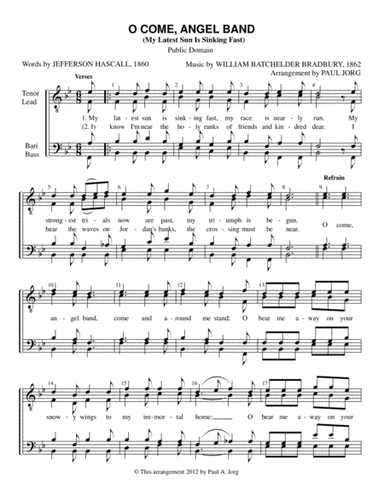 O COME, ANGEL BAND (My Latest Sun Is Sinking Fast) (arr. Paul A. Jorg)