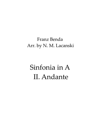 Sinfonia in A II. Andante (arr. Nick Lacanski)