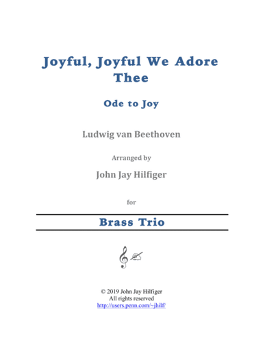Joyful, Joyful We Adore Thee for Brass Trio (arr. John Jay Hilfiger)