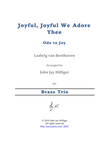 Joyful, Joyful We Adore Thee for Brass Trio (arr. John Jay Hilfiger)
