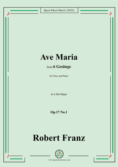 Franz-Ave Maria,in A flat Major,Op.17 No.1,from 6 Gesange (arr. OSM Press)