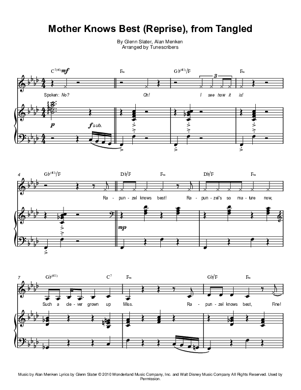 Mother Knows Best (Reprise), from Tangled (arr. Tunescribers)