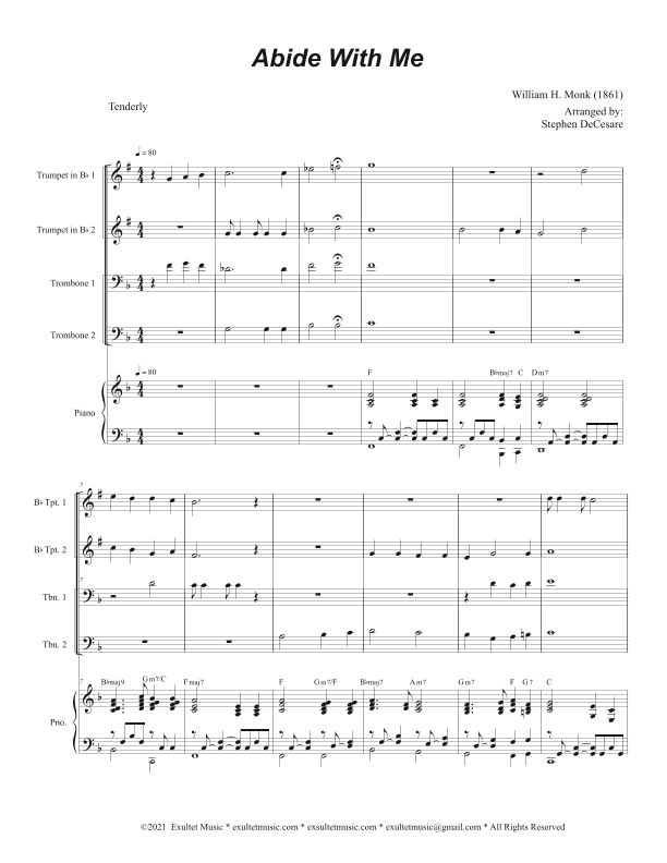 Abide With Me (Brass Quartet and Piano - Alternate Version) (arr. Stephen DeCesare)