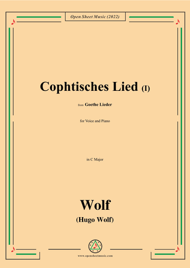 Wolf-Cophtisches Lied I,in C Major,IHW10 No.14 (arr. OSM Press)