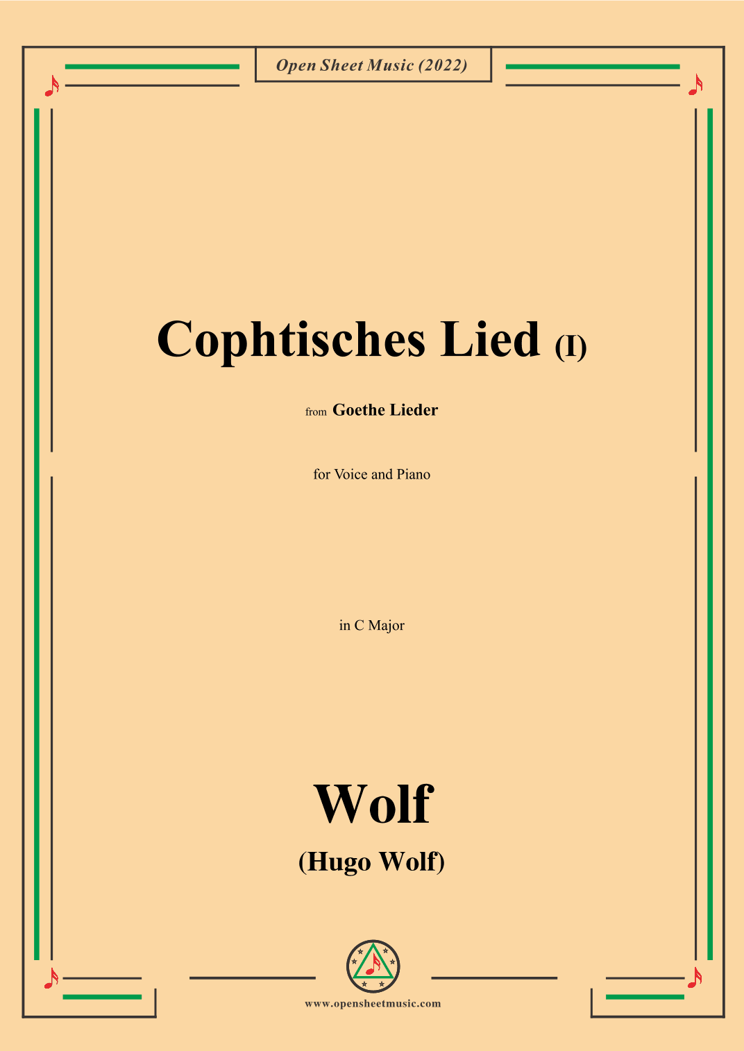 Wolf-Cophtisches Lied I,in C Major,IHW10 No.14 (arr. OSM Press)