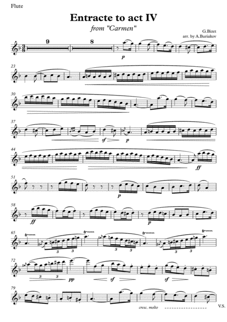 Entracte to the 4th action of the "Carmen" (flute) (arr. A.Buriakov)
