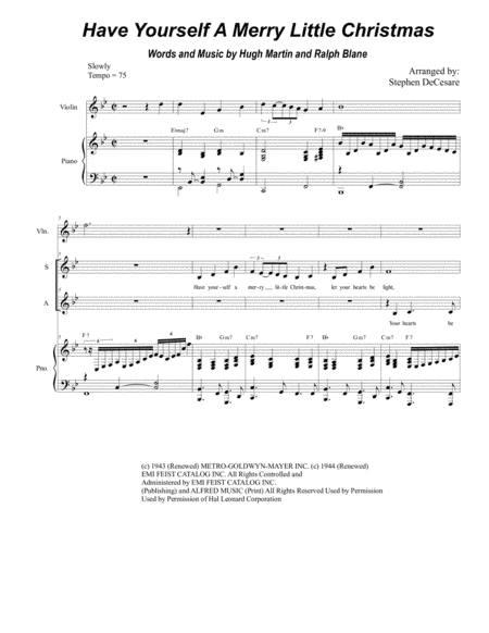 Have Yourself A Merry Little Christmas  from MEET ME IN ST. LOUIS (arr. Stephen DeCesare)