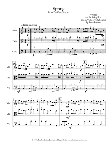Vivaldi Spring (Allegro) for String Trio (arr. Dave Prudon)