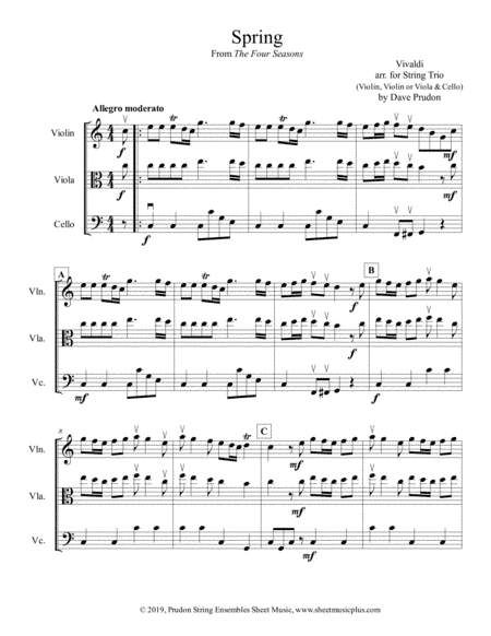 Vivaldi Spring (Allegro) for String Trio (arr. Dave Prudon)