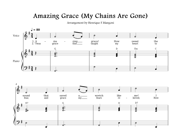 Amazing Grace (My Chains Are Gone) (arr. Henrique F Mangoni)