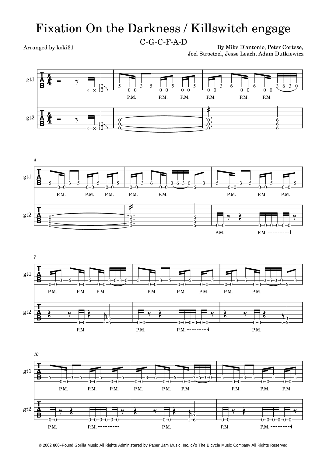 Fixation On The Darkness (arr. koki31)