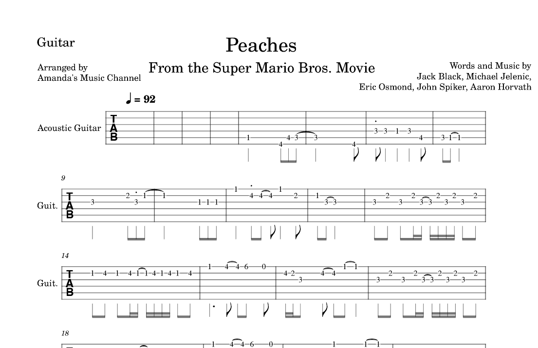 Peaches (arr. Amanda's Music Channel)