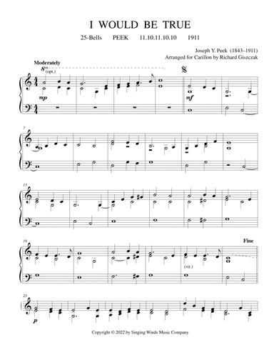 25B. I Would Be True (PEEK) (arr. Richard Giszczak)