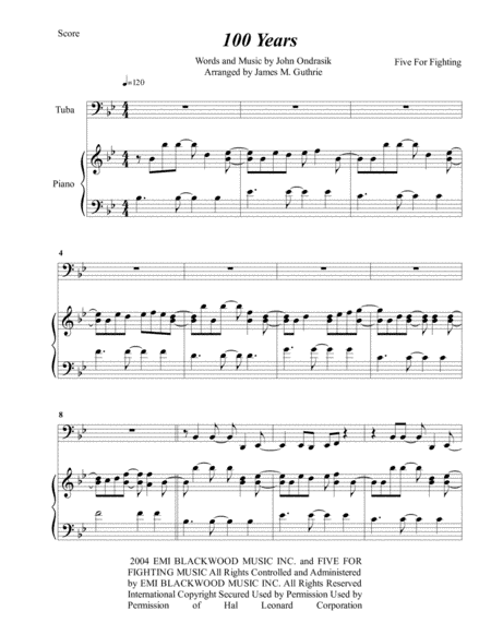 100 Years (arr. James M. Guthrie, ASCAP)