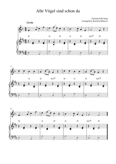 Alle Vögel sind schon da (All the Birds are there/ Spring Song) (arr. Kaiserin Rebecca)
