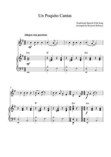 Un Poquito Cantas (arr. Kaiserin Rebecca)