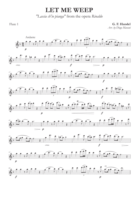 Let Me Weep from the opera "Rinaldo" for Flute Quartet (arr. Diego Marani)