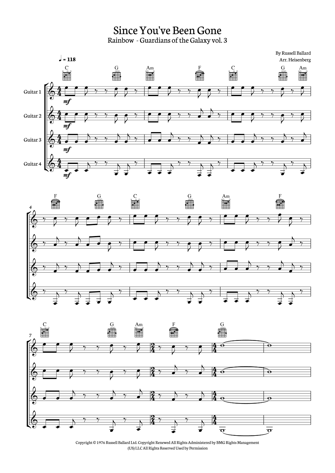 Since You've Been Gone (arr. Heisenberg)