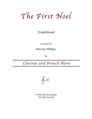 The First Noel for Clarinet and French Horn (arr. John Jay Hilfiger)