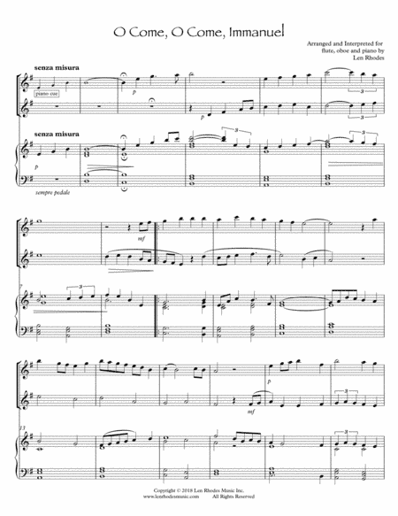 O Come, O Come, Emmanuel - a Contemporary arrangement for Flute, Oboe and Piano (arr. Len Rhodes)