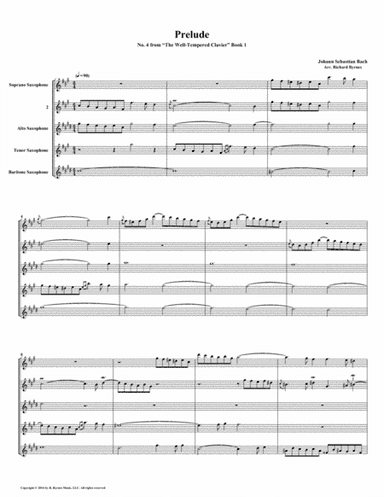 Prelude 04 from  Well-Tempered Clavier, Book 1 (Saxophone Quintet) (arr. Richard Byrnes)