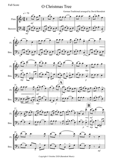 O Christmas Tree for Flute and Bassoon Duet (arr. David Burndrett)