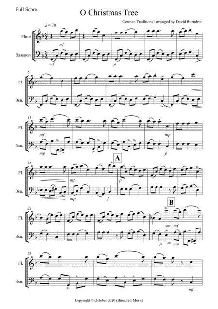 O Christmas Tree for Flute and Bassoon Duet (arr. David Burndrett)
