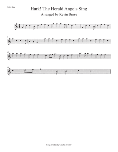 Hark! The Herald Angels Sing (Easy key of C) Alto Sax (arr. Kevin Busse)