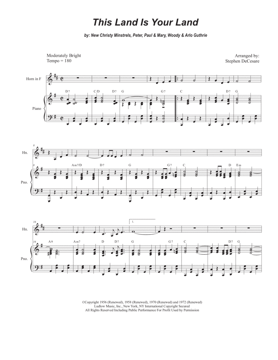 This Land Is Your Land (arr. Stephen DeCesare)