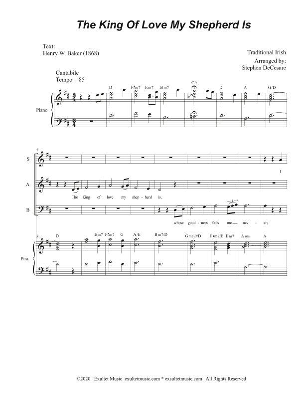 The King Of Love My Shepherd Is (Vocal Trio - (SAB) (arr. Stephen DeCesare)