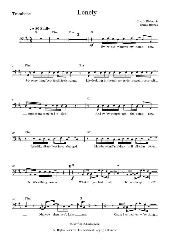 Lonely (arr. Charles Lam)