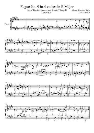 Fugue No. 9 BWV 878 in E Major (arr. Zachary Corbett)