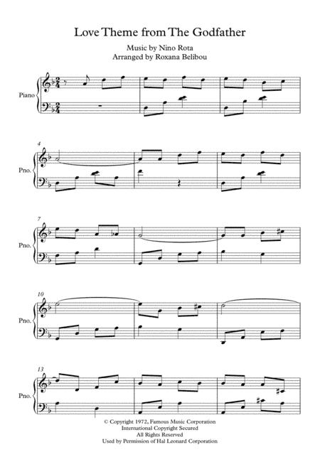 Love Theme From The Godfather III (arr. Roxana Belibou)
