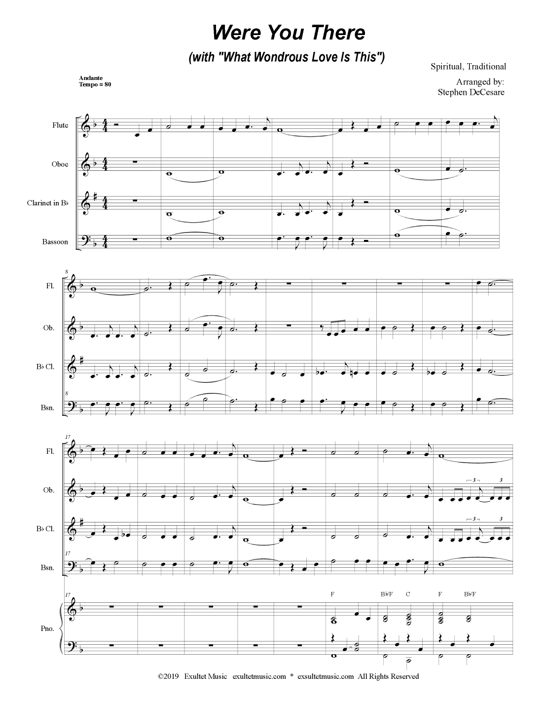 Were You There (with "What Wondrous Love Is This") (for Woodwind Quartet and Piano) (arr. Stephen DeCesare)