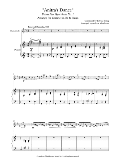 "Anitra's Dance" from Peer Gynt arranged for Clarinet and Piano (arr. Andrew Middleton)