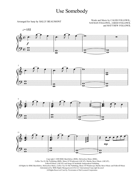Use Somebody (arr. Sally Beaumont)