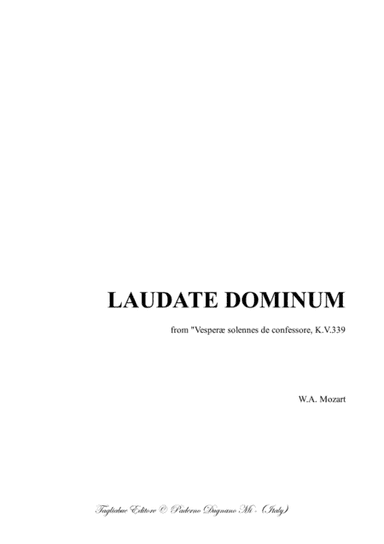 LAUDATE DOMINUM - Mozart - For Soprano, SATB Choir and Piano - With Piano part (arr. Renato Tagliabue)