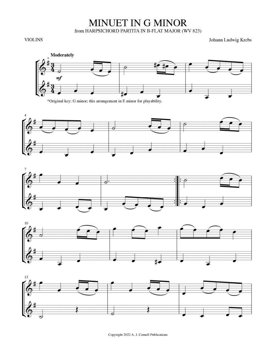 Minuet in G Minor (from Harpsichord Partita in B-flat Major) (arr. Mark Phillips)