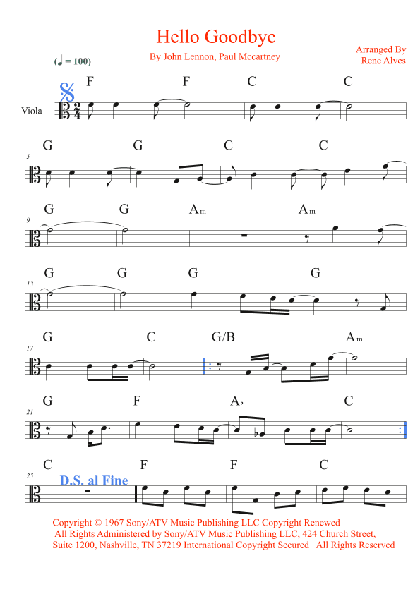 Hello, Goodbye (arr. Rene Alves)
